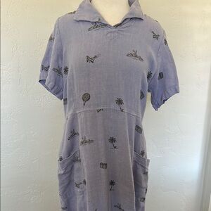 Purple Vintage Jasmine Design Maxi Dress with fun travel print